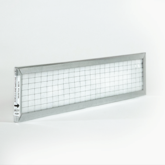 Synthetic flat filter cells for fan coils